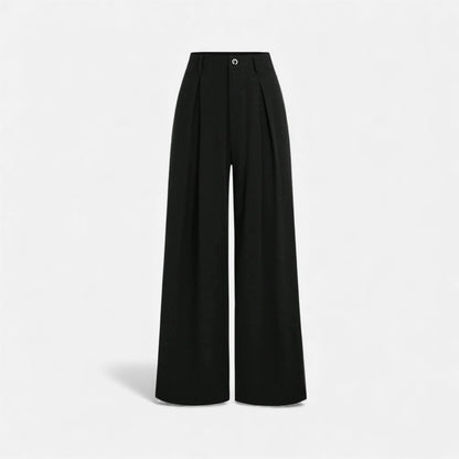 Jacquard pleated wide-leg trousers full-length view