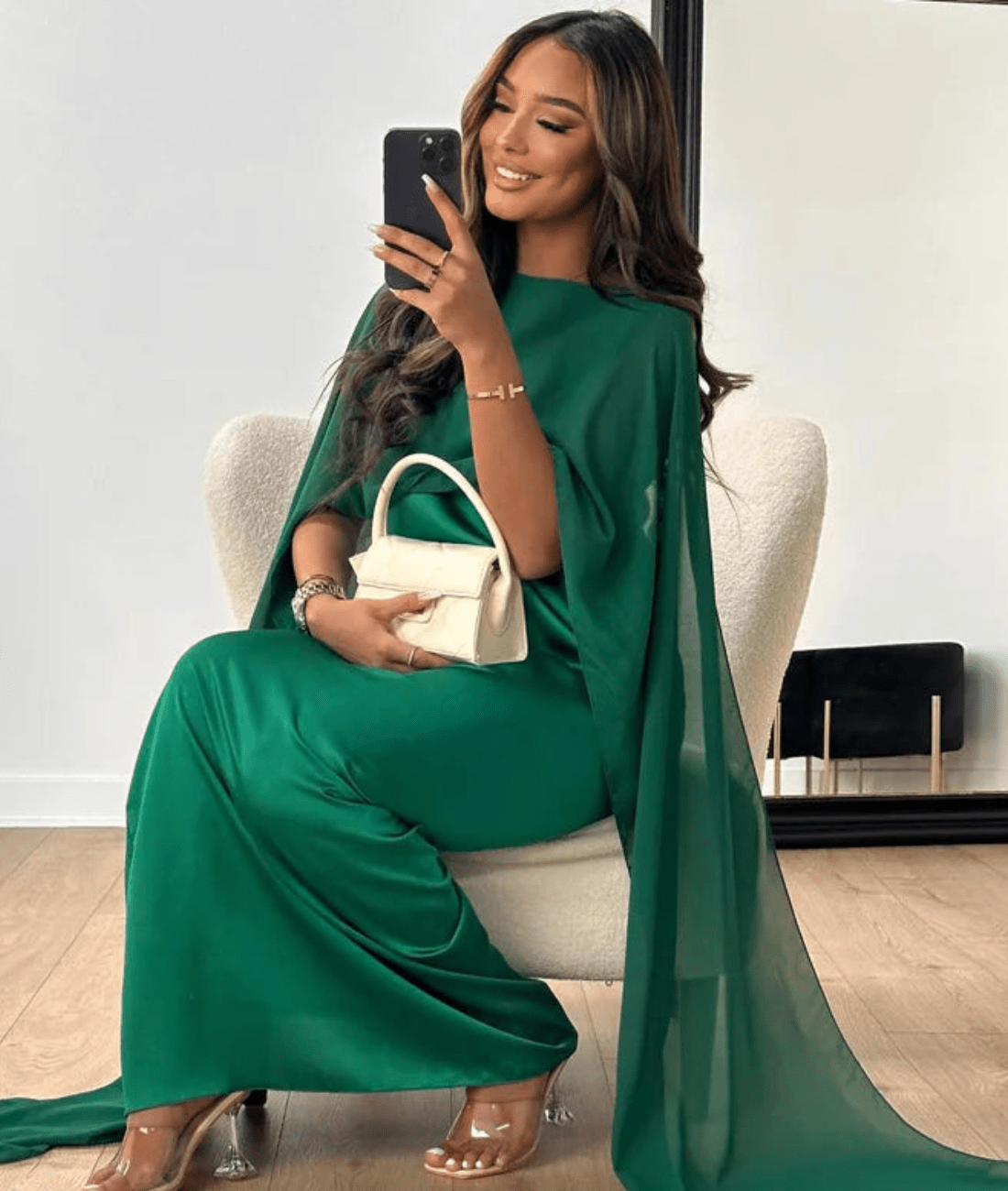 Layla | Draped Sleeve Satin Maxi Dress