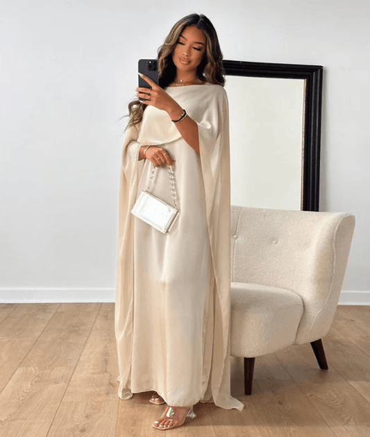Layla | Draped Sleeve Satin Maxi Dress