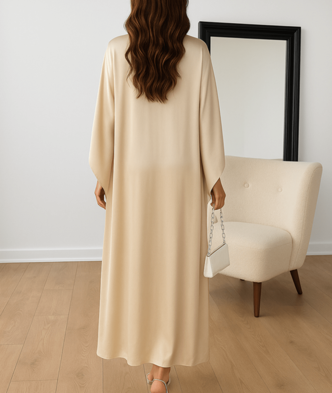 Layla | Draped Sleeve Satin Maxi Dress