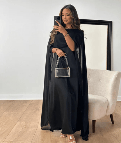 Layla | Draped Sleeve Satin Maxi Dress