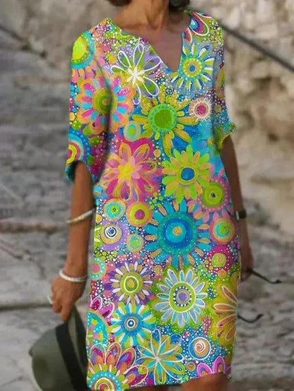 Floral midi dress front view