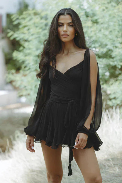 Florencia V-neck wrap mini dress styling view
