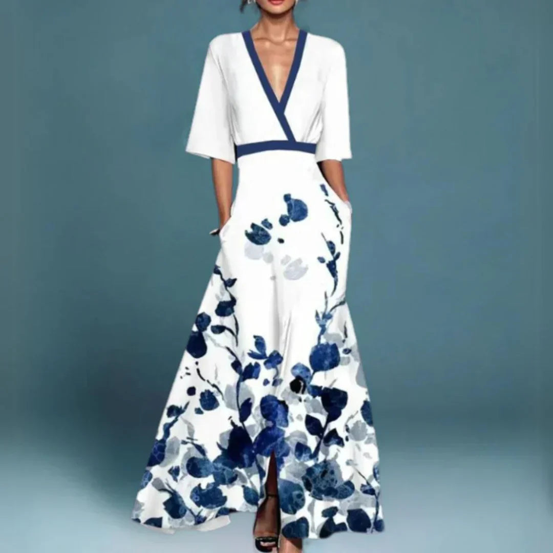 Jill | Floral V-Neck Maxi Occasion Dress
