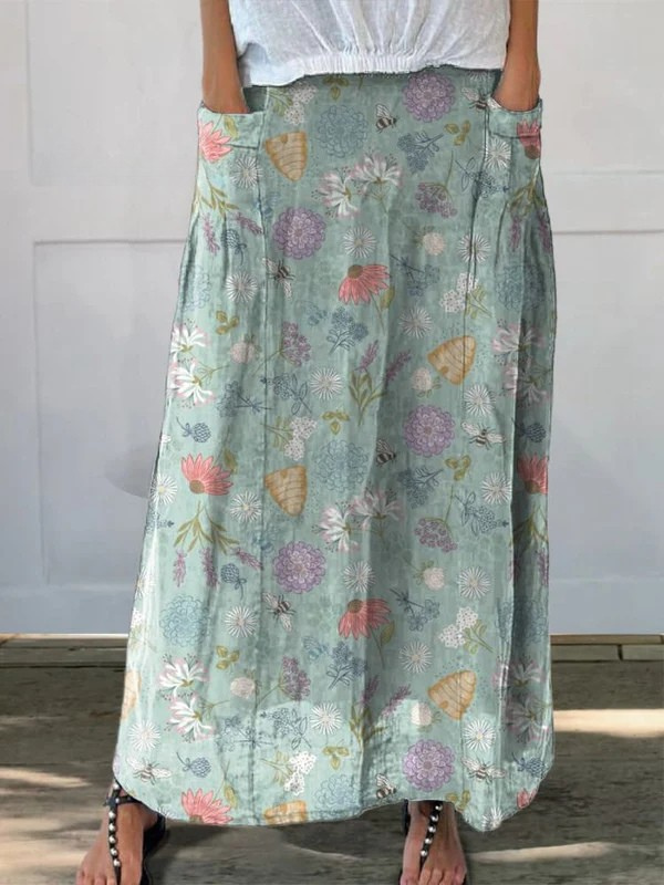 Evelyn | Spring Floral A-Line Skirt