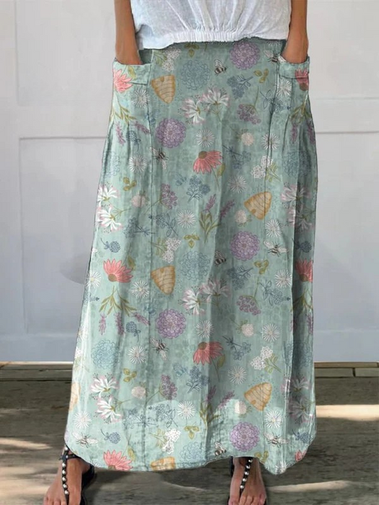 Evelyn | Spring Floral A-Line Skirt