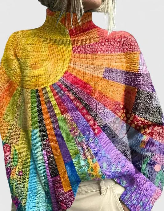 Marabel multicolour turtleneck sweater for women