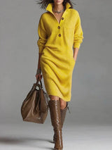 Noemie collared button knit dress for women