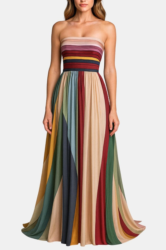 Solara | Strapless Pleated Maxi Summer Dress