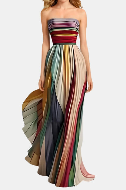 Solara | Strapless Pleated Maxi Summer Dress