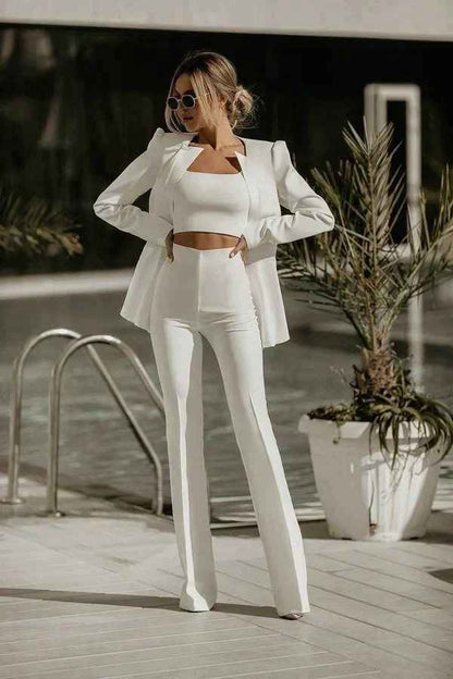 Valerie | Fitted Blazer, Crop Top and High-Waist Trousers Set