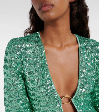 Sabrina sequin mini dress gold ring detail