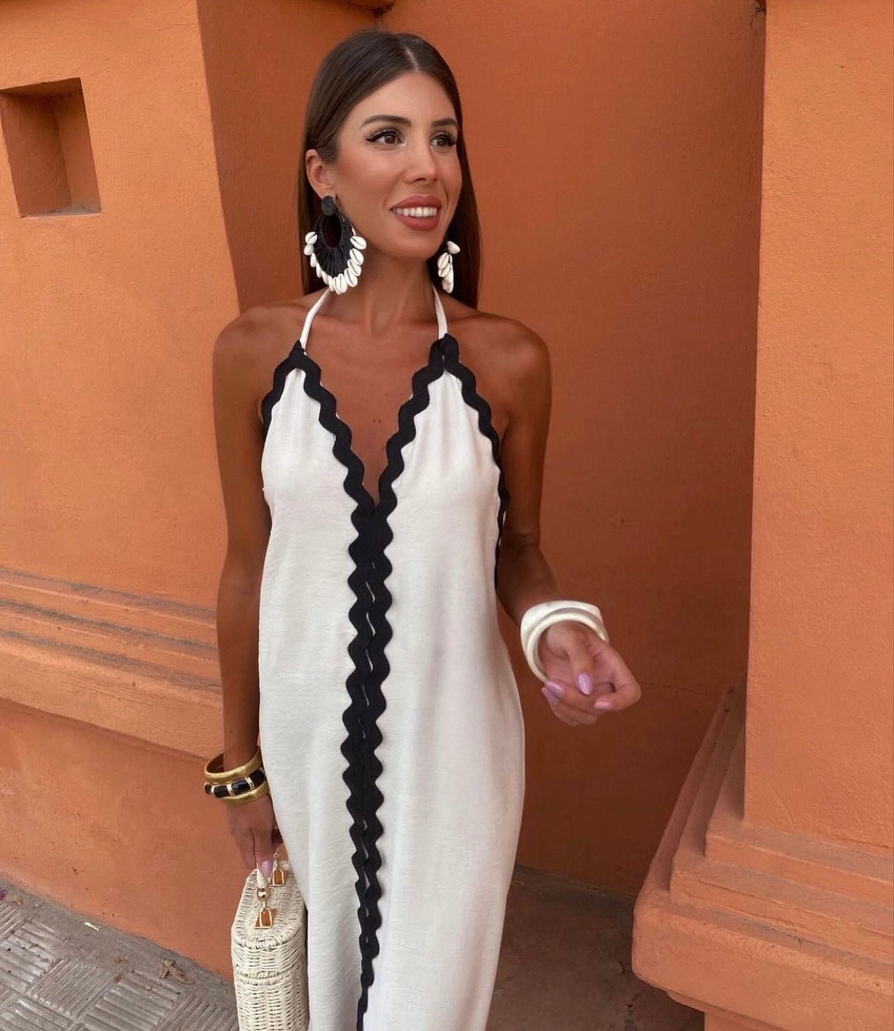 Wrap maxi dress in white colourway