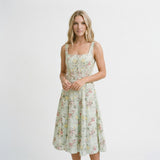 Vintage floral A-line midi cocktail dress