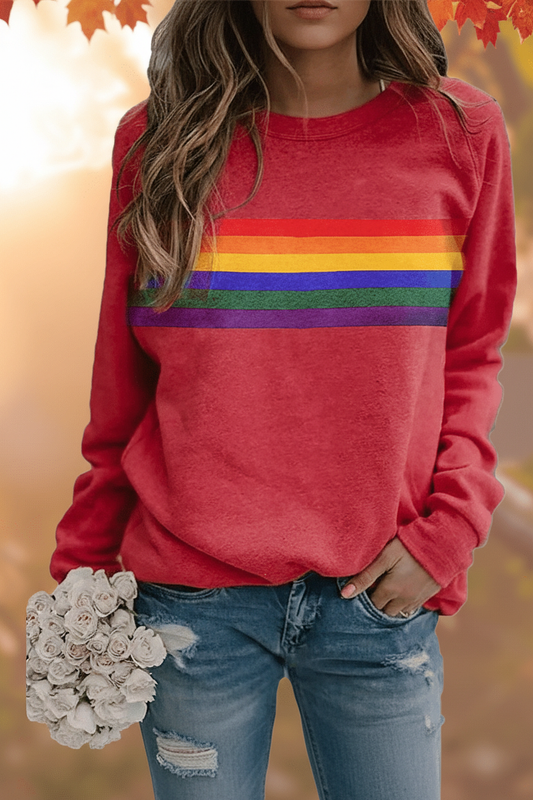Rainelle rainbow-striped sweatshirt for women