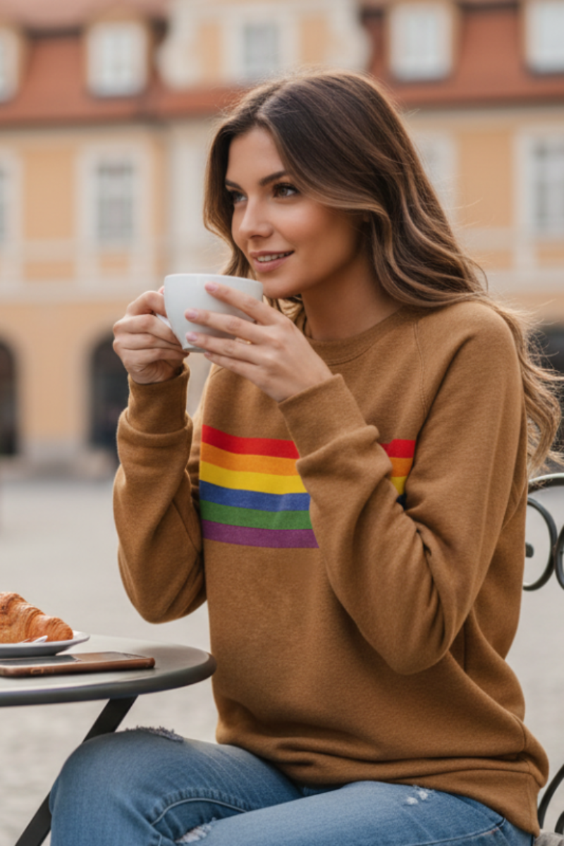 Rainelle | Rainbow-Striped Sweatshirt