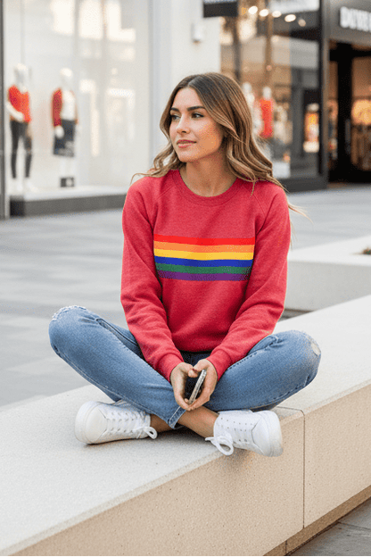 Rainelle retro rainbow striped sweatshirt