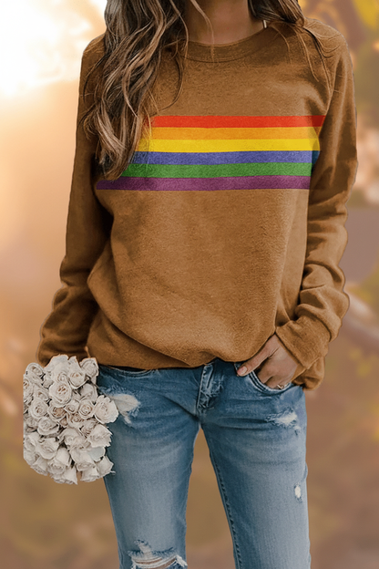 Rainelle | Rainbow-Striped Sweatshirt