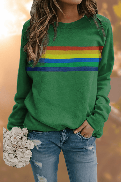 Rainelle | Rainbow-Striped Sweatshirt