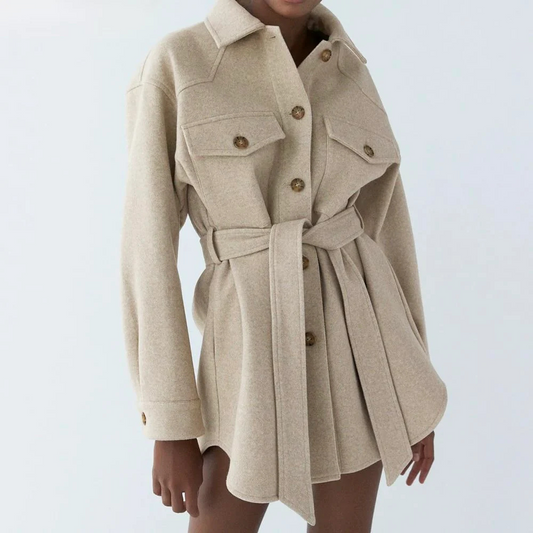 Shaylin belted button-front shacket for women