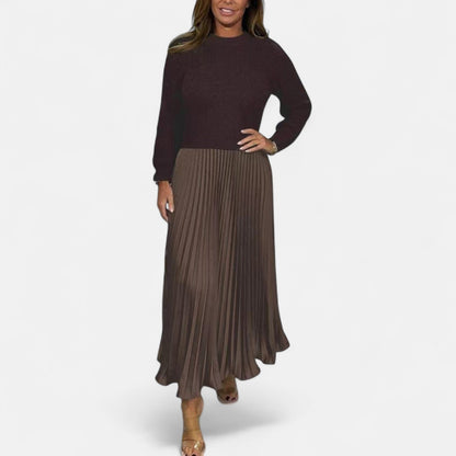 Estelline | Knit Sweater & Pleated Maxi Dress