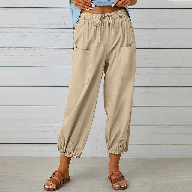 Grace | High Waisted Wide Leg Linen Pants