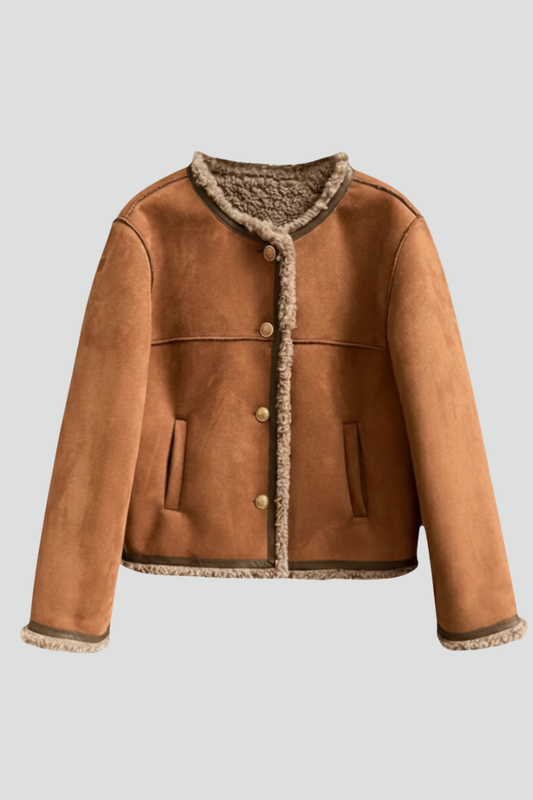 Corentine contrast-trim button jacket for women