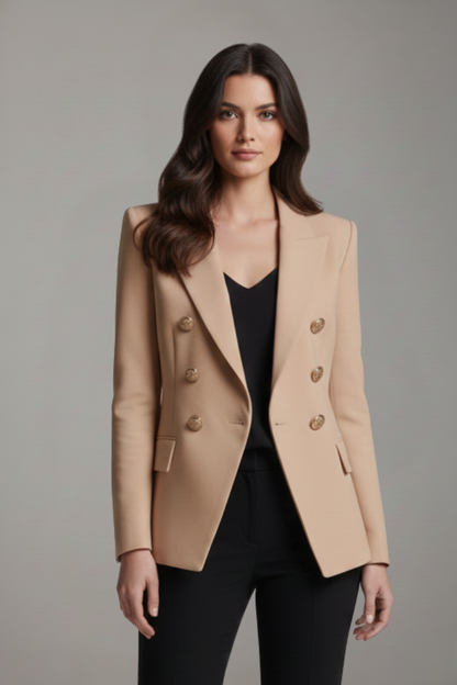 Araminta double-breasted blazer with gold-tone buttons for women view 11