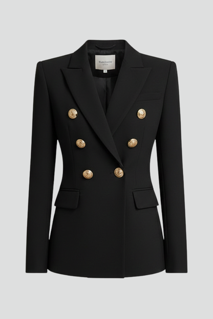 Araminta double-breasted blazer with gold-tone buttons for women