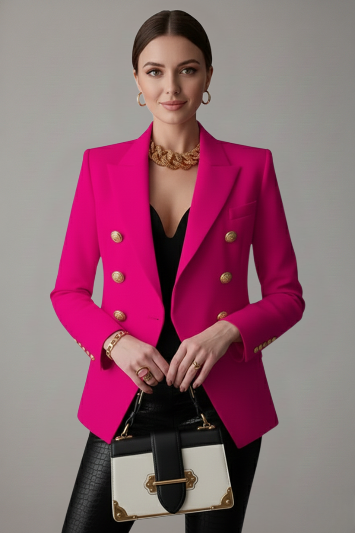 Araminta double-breasted blazer with gold-tone buttons for women view 10