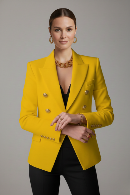 Araminta double-breasted blazer with gold-tone buttons for women view 8