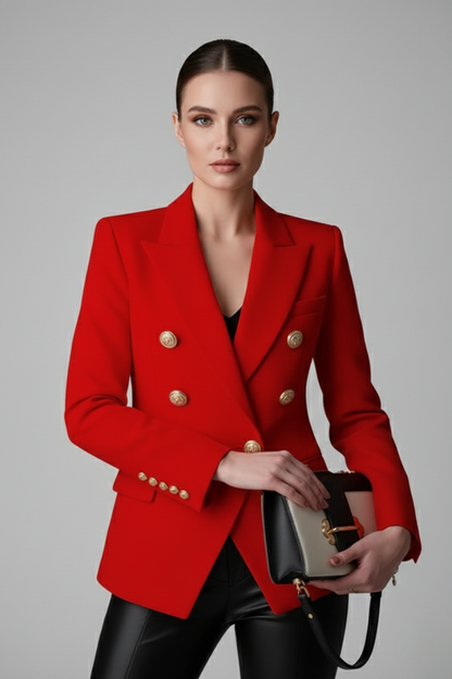 Araminta double-breasted blazer with gold-tone buttons for women view 7