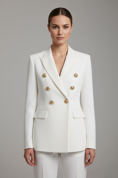 Araminta double-breasted blazer with gold-tone buttons, view 6