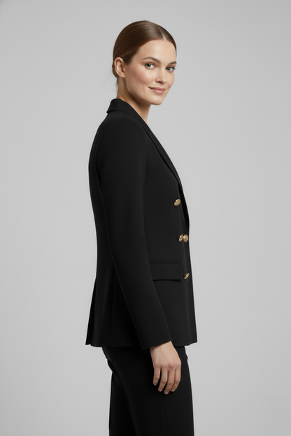 Araminta double-breasted blazer with gold-tone buttons, view 4