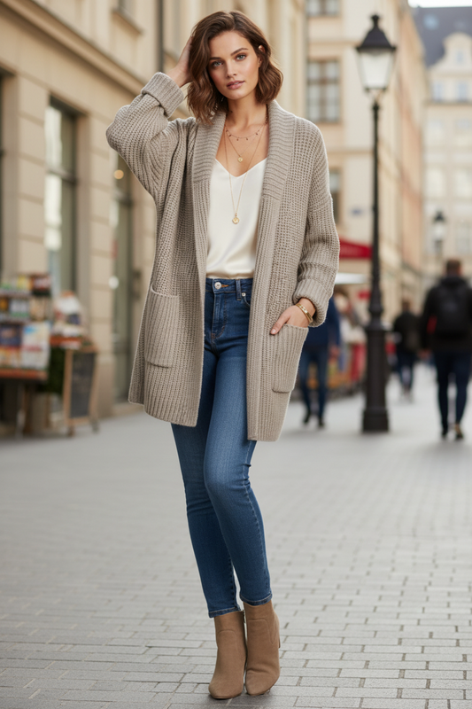 Ribwyn V-neck ribbed cardigan for women