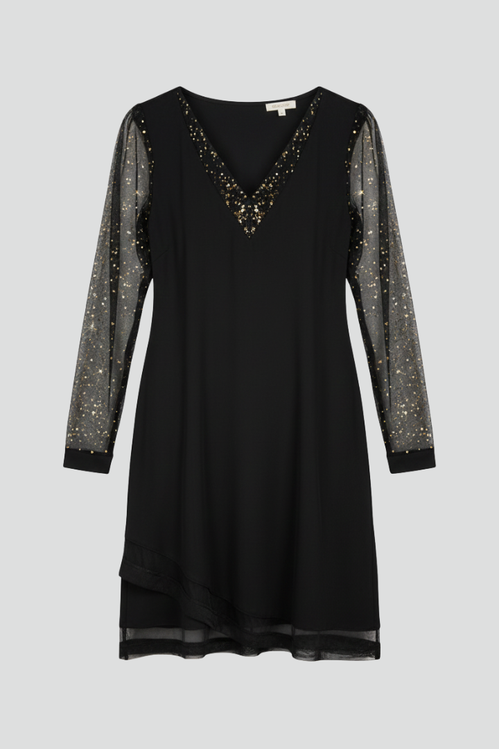 Madyson | Sequin Sleeve V-Neck Mini Cocktail Dress