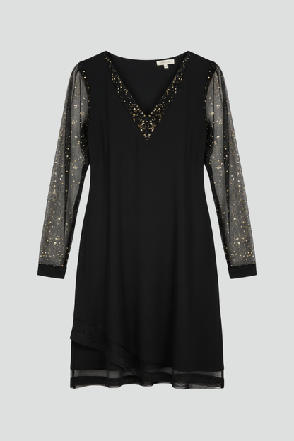 Madyson | Sequin Sleeve V-Neck Mini Cocktail Dress