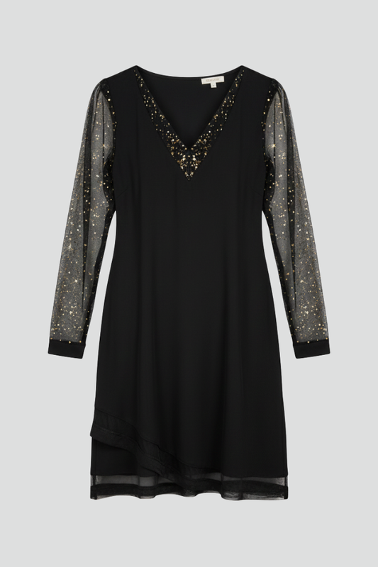 Madyson | Sequin Sleeve V-Neck Mini Cocktail Dress