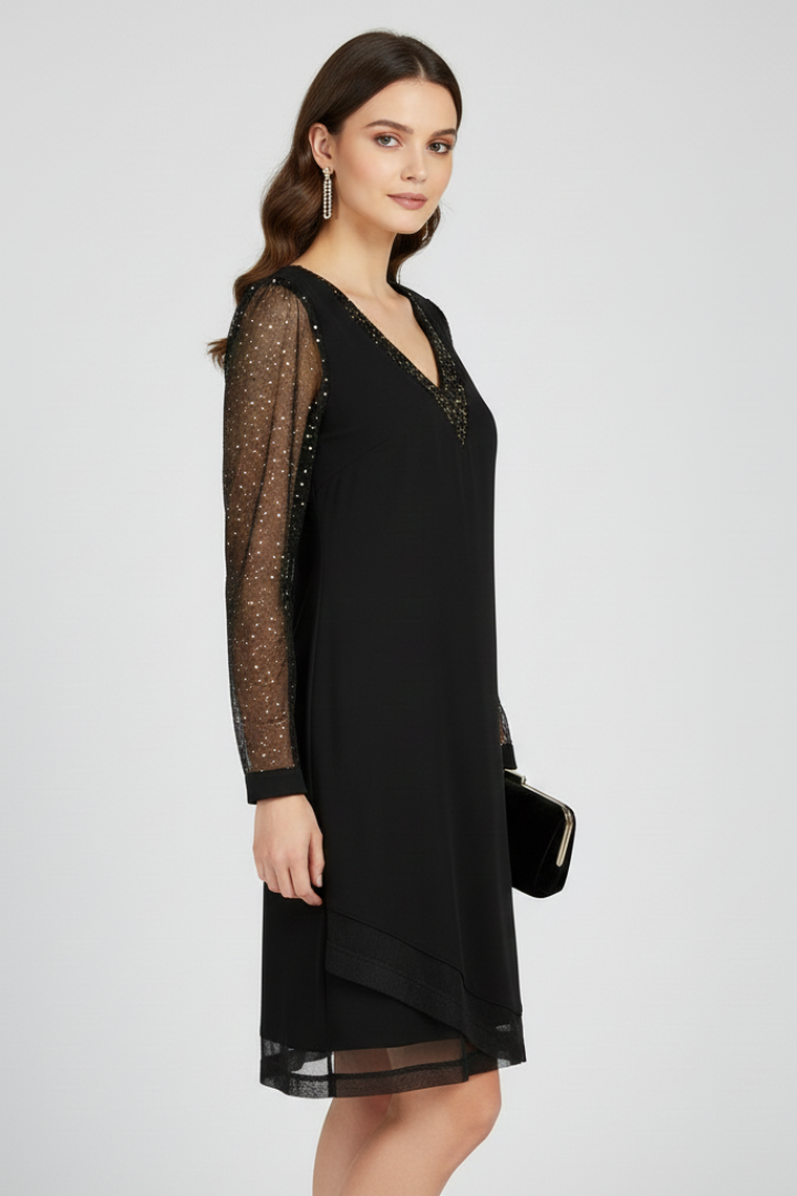 Madyson | Sequin Sleeve V-Neck Mini Cocktail Dress