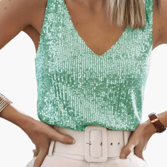Coco | Sequin Round Neck Sleeveless Party Top