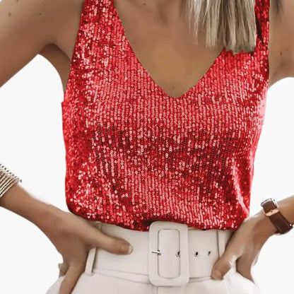 Coco | Sequin Round Neck Sleeveless Party Top