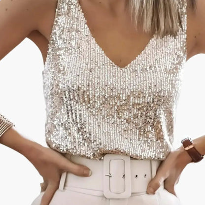 Coco | Sequin Round Neck Sleeveless Party Top