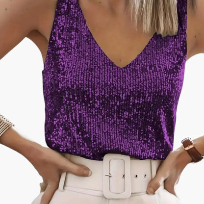 Coco | Sequin Round Neck Sleeveless Party Top
