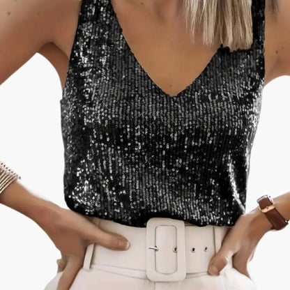 Coco | Sequin Round Neck Sleeveless Party Top