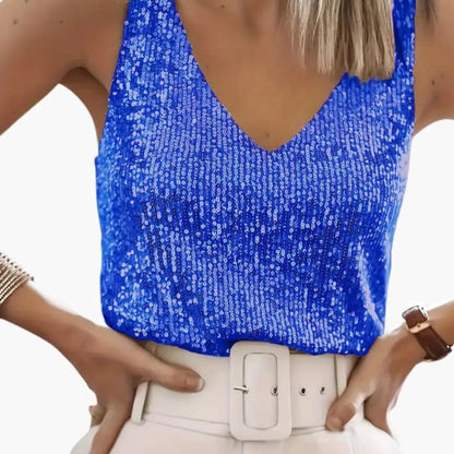Coco | Sequin Round Neck Sleeveless Party Top