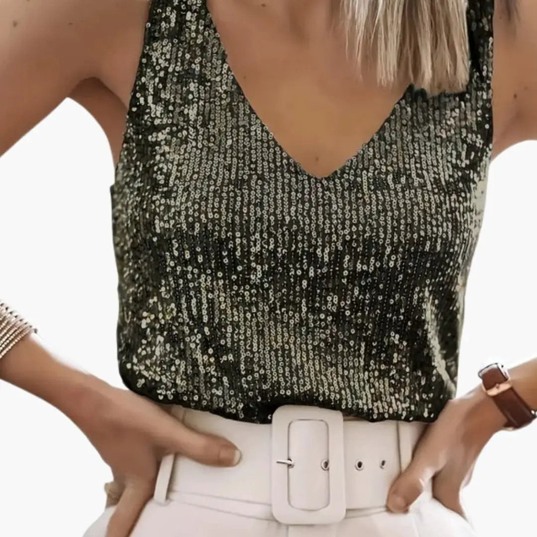 Coco | Sequin Round Neck Sleeveless Party Top