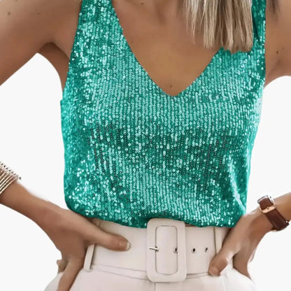 Coco | Sequin Round Neck Sleeveless Party Top