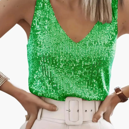 Coco | Sequin Round Neck Sleeveless Party Top