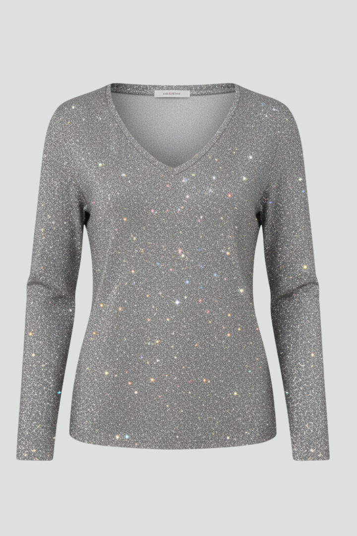 Faustine sequin V-neck holiday party sweater