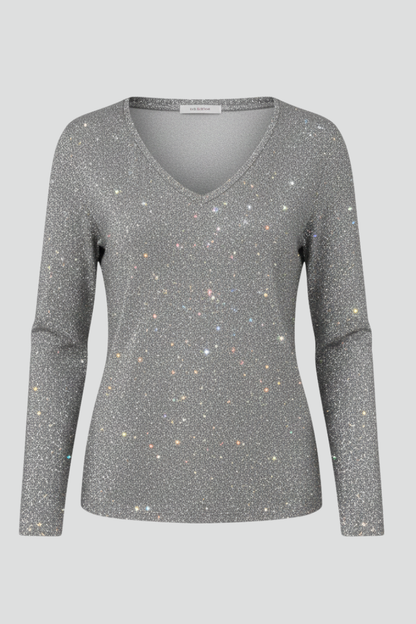 Faustine sequin V-neck holiday party sweater